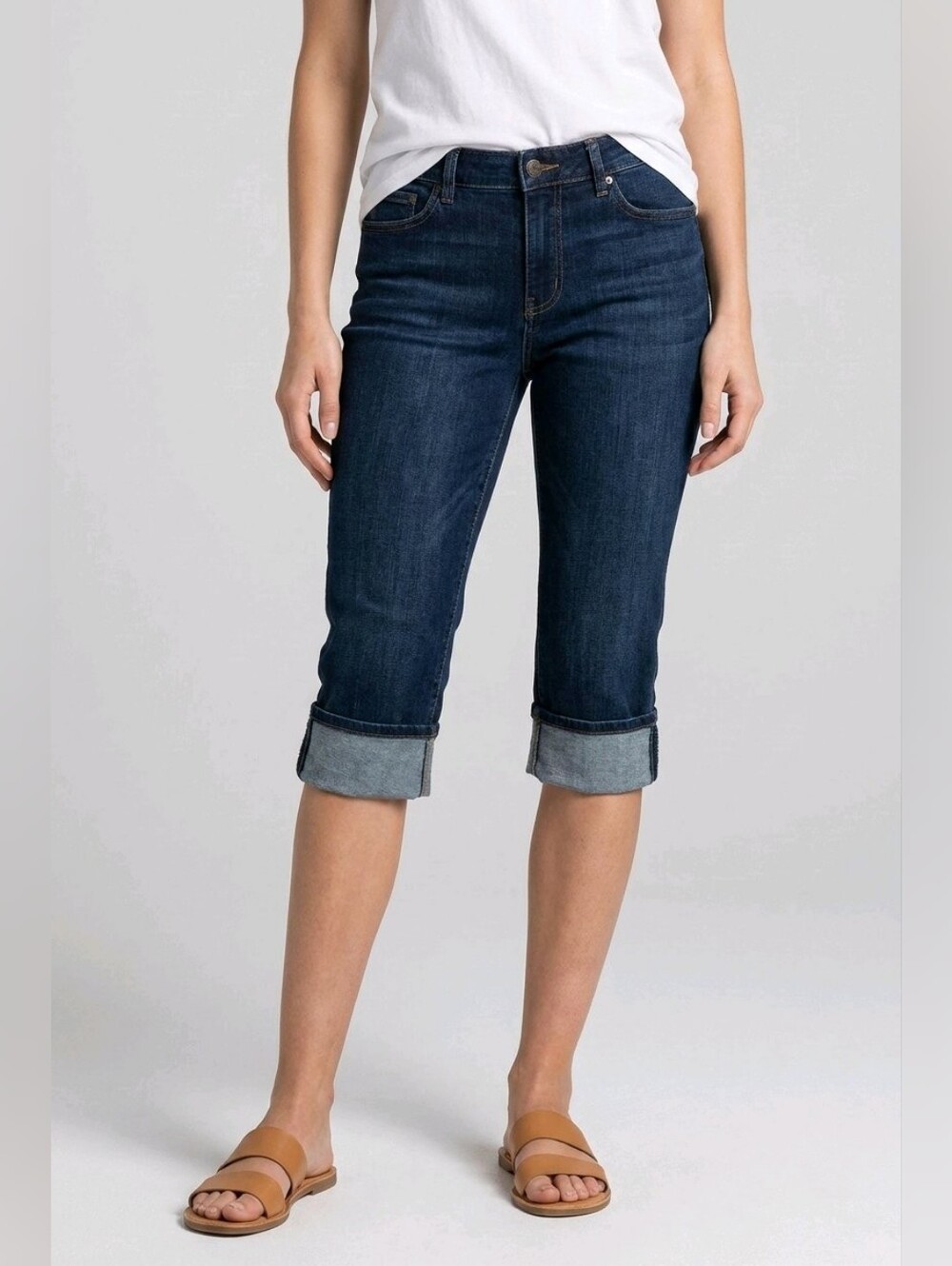 Eddie Bauer Denim Cuffed Crop Pants Sz 12